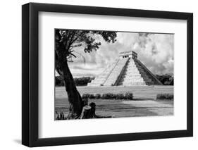 ¡Viva Mexico! B&W Collection - Chichen Itza Pyramid II-Philippe Hugonnard-Framed Photographic Print