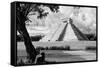 ¡Viva Mexico! B&W Collection - Chichen Itza Pyramid II-Philippe Hugonnard-Framed Stretched Canvas