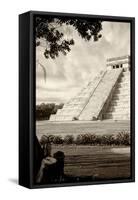 ¡Viva Mexico! B&W Collection - Chichen Itza Pyramid III-Philippe Hugonnard-Framed Stretched Canvas