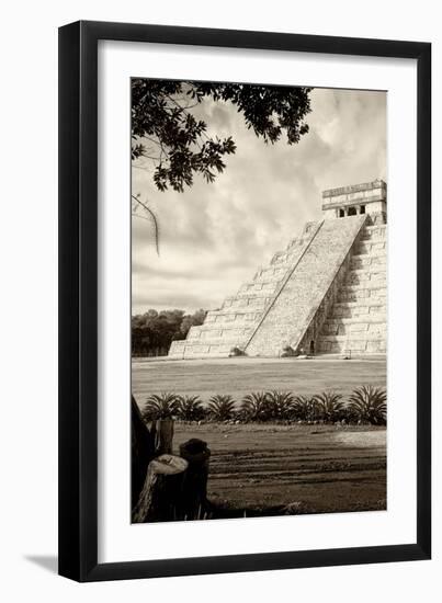 ¡Viva Mexico! B&W Collection - Chichen Itza Pyramid III-Philippe Hugonnard-Framed Photographic Print