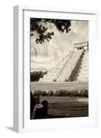 ¡Viva Mexico! B&W Collection - Chichen Itza Pyramid III-Philippe Hugonnard-Framed Photographic Print