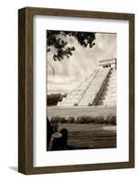 ¡Viva Mexico! B&W Collection - Chichen Itza Pyramid III-Philippe Hugonnard-Framed Photographic Print