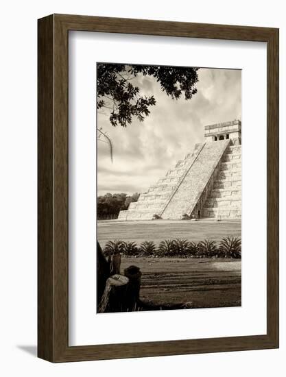 ¡Viva Mexico! B&W Collection - Chichen Itza Pyramid III-Philippe Hugonnard-Framed Photographic Print