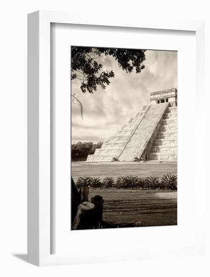 ¡Viva Mexico! B&W Collection - Chichen Itza Pyramid III-Philippe Hugonnard-Framed Photographic Print