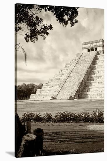 ¡Viva Mexico! B&W Collection - Chichen Itza Pyramid III-Philippe Hugonnard-Stretched Canvas