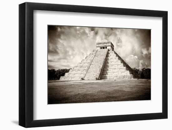 ¡Viva Mexico! B&W Collection - Chichen Itza Pyramid VI-Philippe Hugonnard-Framed Photographic Print