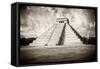 ¡Viva Mexico! B&W Collection - Chichen Itza Pyramid VI-Philippe Hugonnard-Framed Stretched Canvas