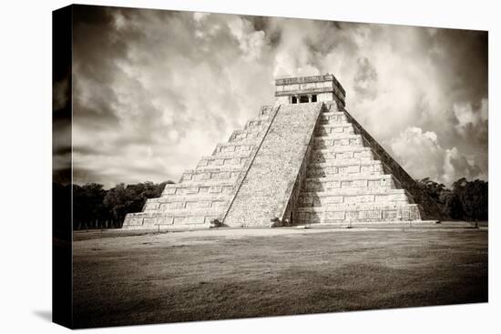 ¡Viva Mexico! B&W Collection - Chichen Itza Pyramid VI-Philippe Hugonnard-Stretched Canvas