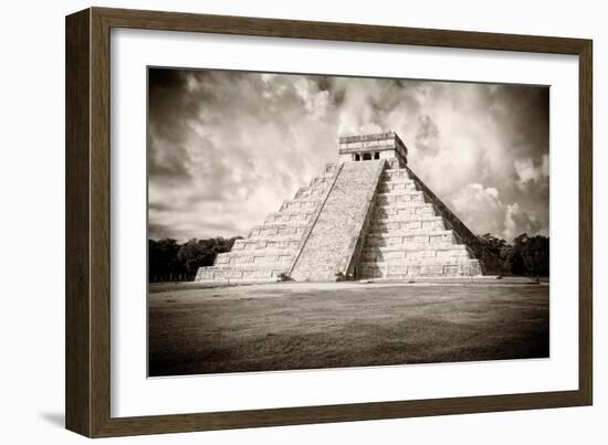 ¡Viva Mexico! B&W Collection - Chichen Itza Pyramid VI-Philippe Hugonnard-Framed Photographic Print