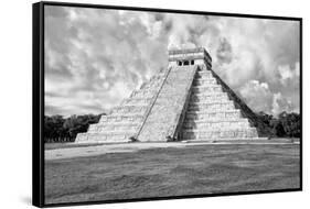 ¡Viva Mexico! B&W Collection - Chichen Itza Pyramid VII-Philippe Hugonnard-Framed Stretched Canvas