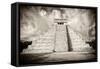 ¡Viva Mexico! B&W Collection - Chichen Itza Pyramid X-Philippe Hugonnard-Framed Stretched Canvas