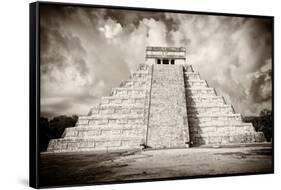 ¡Viva Mexico! B&W Collection - Chichen Itza Pyramid X-Philippe Hugonnard-Framed Stretched Canvas