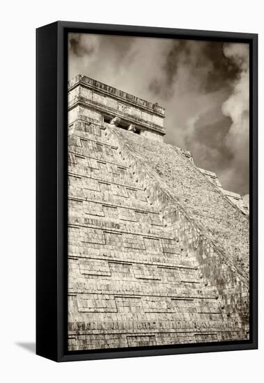 ¡Viva Mexico! B&W Collection - Chichen Itza Pyramid XV-Philippe Hugonnard-Framed Stretched Canvas