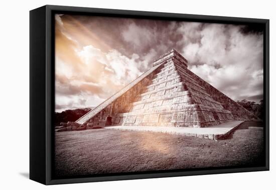 ¡Viva Mexico! B&W Collection - Chichen Itza Pyramid XX-Philippe Hugonnard-Framed Stretched Canvas