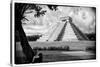 ¡Viva Mexico! B&W Collection - Chichen Itza Pyramid-Philippe Hugonnard-Stretched Canvas