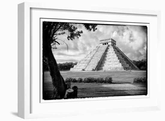 ¡Viva Mexico! B&W Collection - Chichen Itza Pyramid-Philippe Hugonnard-Framed Photographic Print