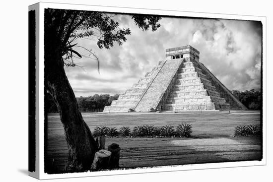 ¡Viva Mexico! B&W Collection - Chichen Itza Pyramid-Philippe Hugonnard-Stretched Canvas