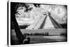 ¡Viva Mexico! B&W Collection - Chichen Itza Pyramid-Philippe Hugonnard-Stretched Canvas