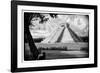 ¡Viva Mexico! B&W Collection - Chichen Itza Pyramid-Philippe Hugonnard-Framed Photographic Print