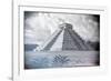 ¡Viva Mexico! B&W Collection - El Castillo Pyramid - Chichen Itza-Philippe Hugonnard-Framed Photographic Print