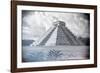 ¡Viva Mexico! B&W Collection - El Castillo Pyramid - Chichen Itza-Philippe Hugonnard-Framed Photographic Print