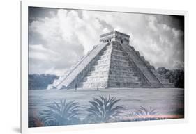 ¡Viva Mexico! B&W Collection - El Castillo Pyramid - Chichen Itza-Philippe Hugonnard-Framed Photographic Print