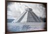 ¡Viva Mexico! B&W Collection - El Castillo Pyramid - Chichen Itza-Philippe Hugonnard-Framed Photographic Print
