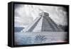 ¡Viva Mexico! B&W Collection - El Castillo Pyramid - Chichen Itza-Philippe Hugonnard-Framed Stretched Canvas