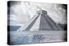 ¡Viva Mexico! B&W Collection - El Castillo Pyramid - Chichen Itza-Philippe Hugonnard-Stretched Canvas