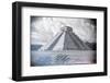 ¡Viva Mexico! B&W Collection - El Castillo Pyramid - Chichen Itza-Philippe Hugonnard-Framed Photographic Print