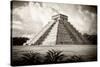 ¡Viva Mexico! B&W Collection - El Castillo Pyramid I - Chichen Itza-Philippe Hugonnard-Stretched Canvas