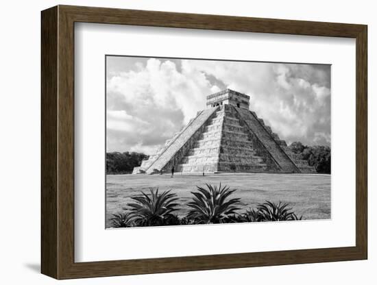 ¡Viva Mexico! B&W Collection - El Castillo Pyramid II - Chichen Itza-Philippe Hugonnard-Framed Photographic Print