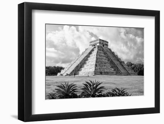 ¡Viva Mexico! B&W Collection - El Castillo Pyramid II - Chichen Itza-Philippe Hugonnard-Framed Photographic Print