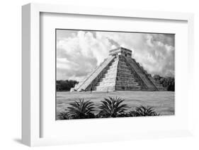 ¡Viva Mexico! B&W Collection - El Castillo Pyramid II - Chichen Itza-Philippe Hugonnard-Framed Photographic Print