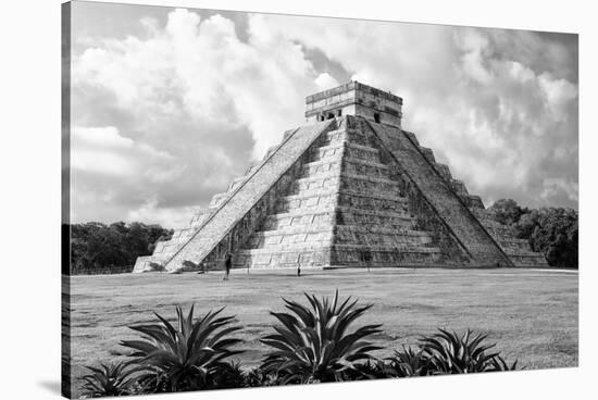 ¡Viva Mexico! B&W Collection - El Castillo Pyramid II - Chichen Itza-Philippe Hugonnard-Stretched Canvas