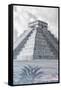 ¡Viva Mexico! B&W Collection - El Castillo Pyramid III - Chichen Itza-Philippe Hugonnard-Framed Stretched Canvas