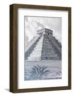 ¡Viva Mexico! B&W Collection - El Castillo Pyramid III - Chichen Itza-Philippe Hugonnard-Framed Photographic Print