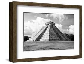 ¡Viva Mexico! B&W Collection - El Castillo Pyramid in Chichen Itza I-Philippe Hugonnard-Framed Photographic Print