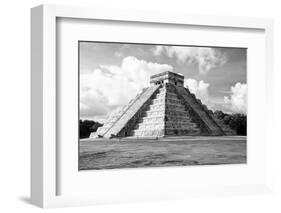 ¡Viva Mexico! B&W Collection - El Castillo Pyramid in Chichen Itza I-Philippe Hugonnard-Framed Photographic Print