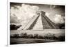 ¡Viva Mexico! B&W Collection - El Castillo Pyramid in Chichen Itza II-Philippe Hugonnard-Framed Photographic Print