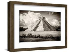 ¡Viva Mexico! B&W Collection - El Castillo Pyramid in Chichen Itza II-Philippe Hugonnard-Framed Photographic Print