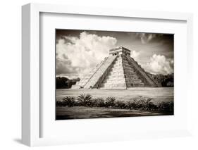 ¡Viva Mexico! B&W Collection - El Castillo Pyramid in Chichen Itza II-Philippe Hugonnard-Framed Photographic Print