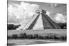 ¡Viva Mexico! B&W Collection - El Castillo Pyramid in Chichen Itza III-Philippe Hugonnard-Stretched Canvas