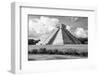 ¡Viva Mexico! B&W Collection - El Castillo Pyramid in Chichen Itza III-Philippe Hugonnard-Framed Photographic Print