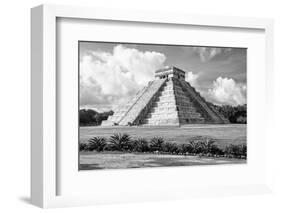 ¡Viva Mexico! B&W Collection - El Castillo Pyramid in Chichen Itza III-Philippe Hugonnard-Framed Photographic Print