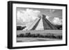 ¡Viva Mexico! B&W Collection - El Castillo Pyramid in Chichen Itza III-Philippe Hugonnard-Framed Photographic Print