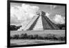 ¡Viva Mexico! B&W Collection - El Castillo Pyramid in Chichen Itza III-Philippe Hugonnard-Framed Photographic Print