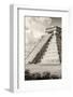 ¡Viva Mexico! B&W Collection - El Castillo Pyramid in Chichen Itza IV-Philippe Hugonnard-Framed Photographic Print