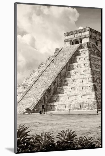 ¡Viva Mexico! B&W Collection - El Castillo Pyramid in Chichen Itza IV-Philippe Hugonnard-Mounted Photographic Print