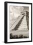 ¡Viva Mexico! B&W Collection - El Castillo Pyramid in Chichen Itza IV-Philippe Hugonnard-Framed Photographic Print